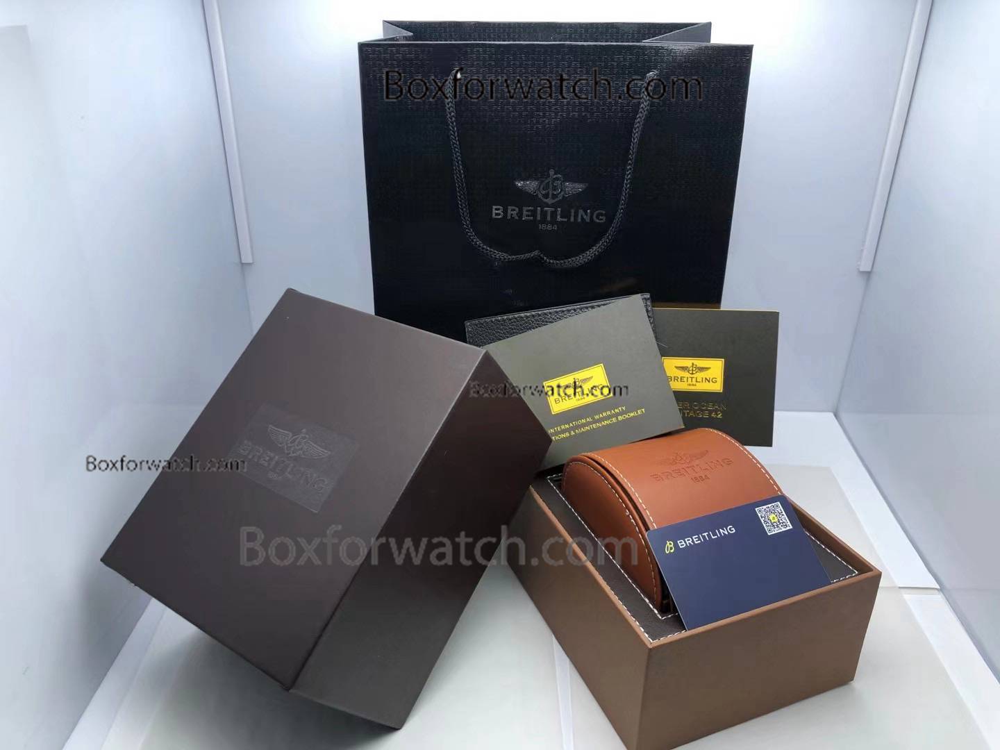 BREITLING Copy Watch Box Tan Box with Booklet & Card